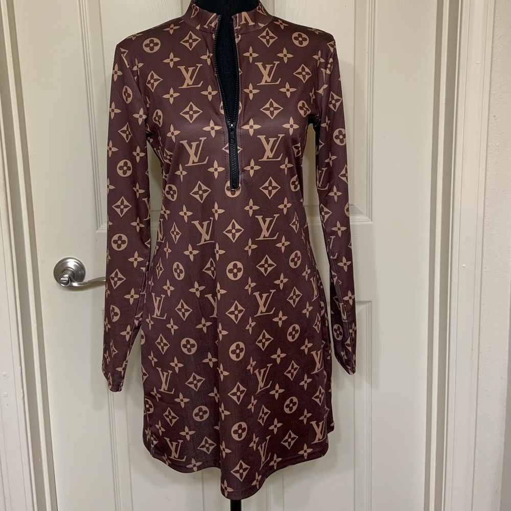 Brown bodycon mini dress/shirt